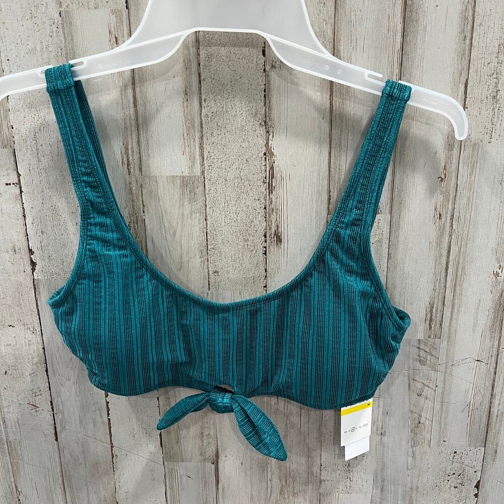 New Salt & Cove Dark Green Ribbed Knot Tie Bikini Top Juniors Size Medium